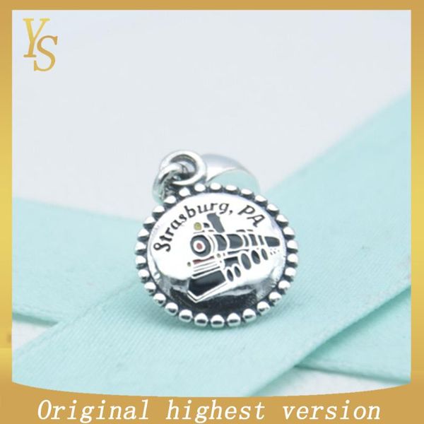 

ys 100%s925 charms 202006 style high version original "strasburg, pa-locomotive" round card charms, Bronze;silver