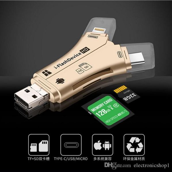 

АКЦИЯ 4 в 1 i-FlashDevice HD USB Micro SDTF Устройство для чтения карт памяти для IPhone 5 6 7 8 для IPad Ma