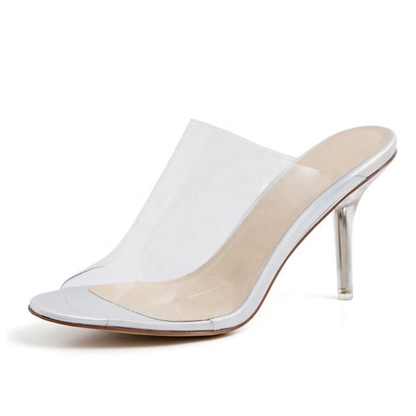 

горячая продажа белый прозрачный высокие каблуки открытым носком летние босоножки сандалии насосы обувь женщин, Black