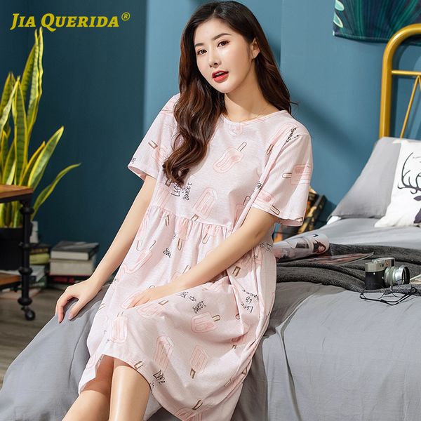 

new floral printing summer soft woman clothes sleep dress crew neck long shirt nighty nighties for woman summer short sleeve, Black;red