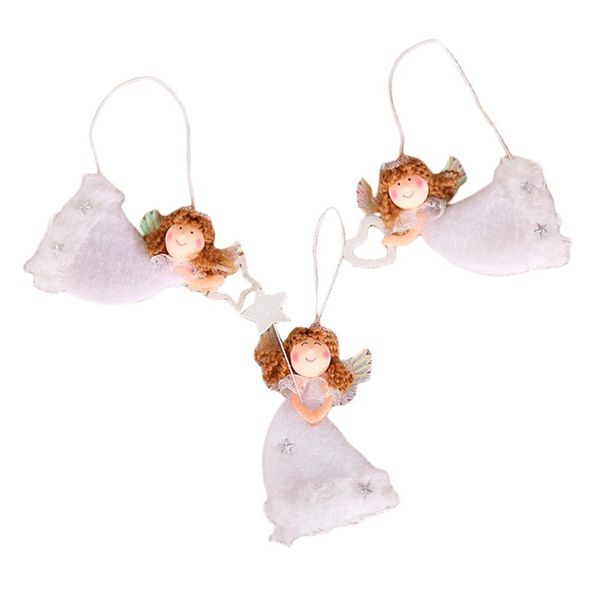 

3pcs cute angel dolls christmas pendant cute heart-shape flying angel plush hanging xmas tree innovative decorations for home