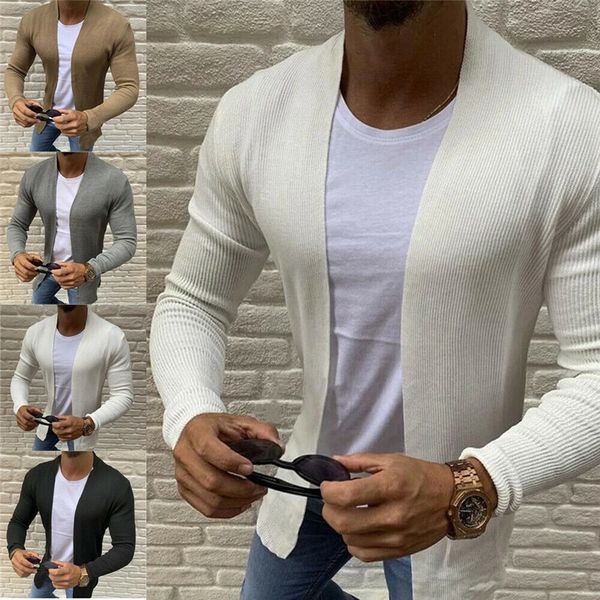 

men v neck slim fit knitted cardigan sweater coat pullover blouse men autumn street wear out wear clothes cool, White;black