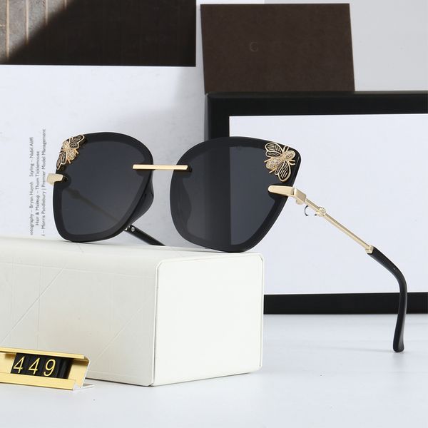 

2020 new luxury bee fashion women sunglasses cat eye round brand designer sunglasses polarized retro male laminated frame, White;black