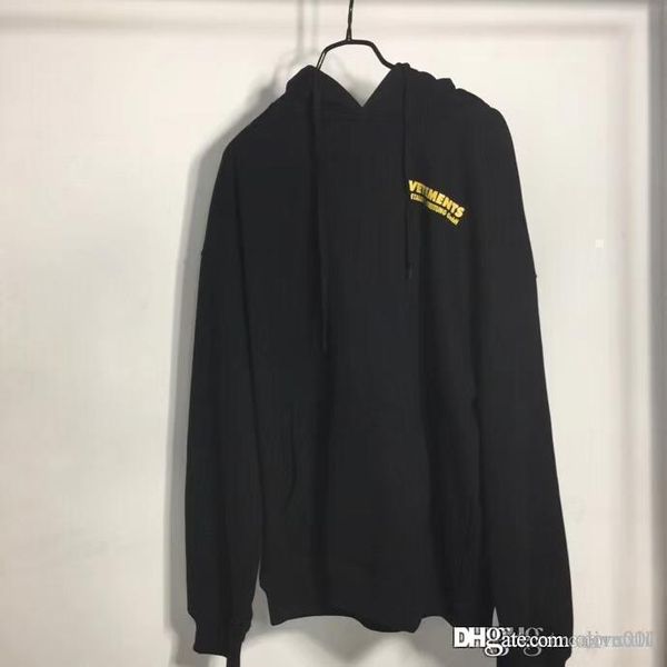 

19fw vetements yellow logo printed women men hoodies sweatshirts hiphop streetwear men hoodie pullover vetements, Black
