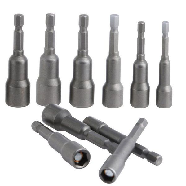 

new-10pcs/set 6mm-15mm hex shank magnetic socket nut setters driver adapter drill bit 1/4inch