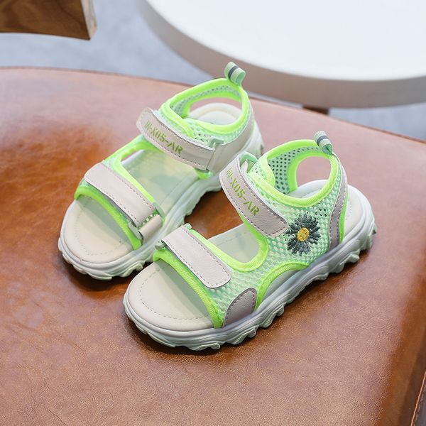 

summer baby sandals for girls boys soft bottom cloth children shoes fashion little kids beach sandals night light shoes, Black;red