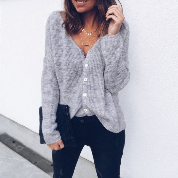 

sweaters woman designer sweater women trendy clothes solid button knitted sweater long sleeve cotton knitwear cardigan one pieces, White;black