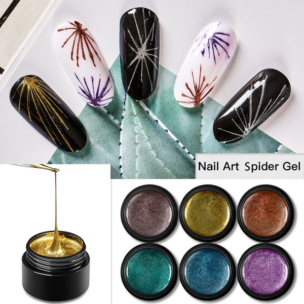 

t-tiao club wire drawing nail gel lacquer spider gel nail polish set elastic drawing manicure soak off varnish art, Red;pink