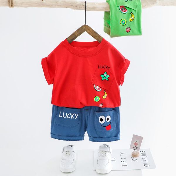 

toddler girls kids clothes baby boys summer cotton t-shirt + denim shorts 2pcs outfit short sleeve infant children clothing set, White