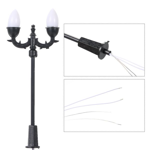 

20pcs white model street lights layout lamppost train garden playground scenery led lamp lighting 1:100 scale 70mm