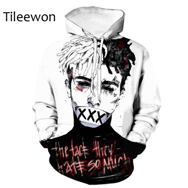 

2019 love cool rapper xxxtentacion men women streetwear hip hop lil peep hoodie sweatshirt digital print commemorative hoodies, Black