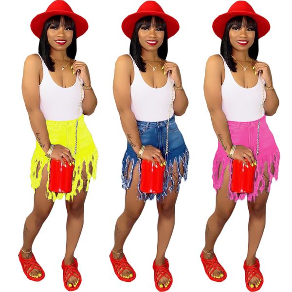 

2019 new women summer tassel hem Sanding high waist short jeans active wear high waist denim shorts vintage short pants S3553