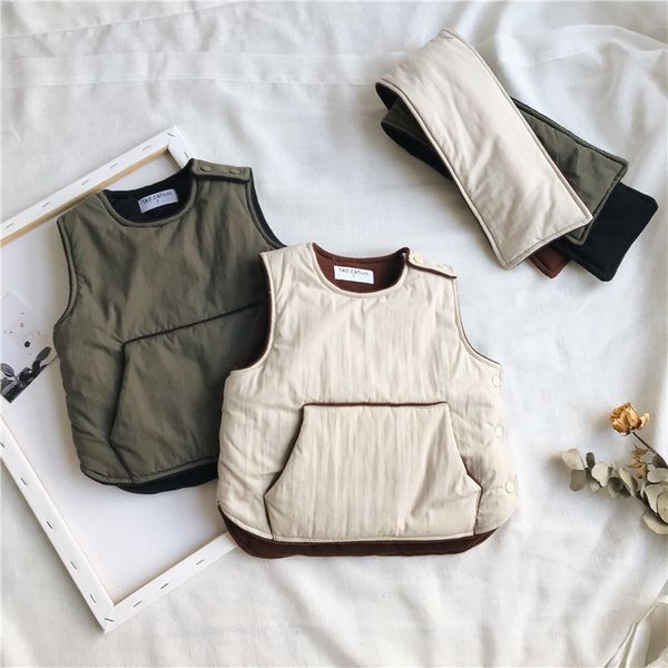 

boys girls autumn winter casual vests kids cotton beige gray coat baby all match jacket warm jacket children clothes, Camo