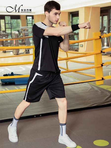 

men set 2020 new summer us plus size men tracksuit short-sleeved t shirt + shorts set beach fashion casual suits sportswears, Gray