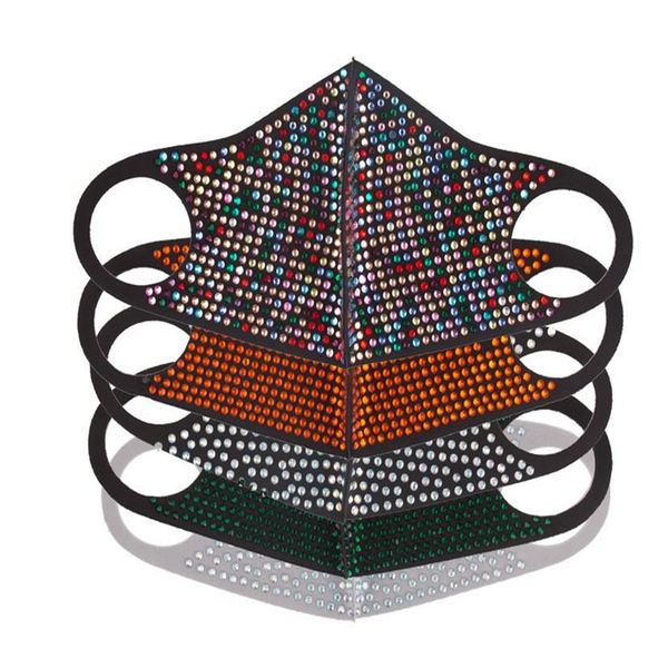 

diamond protective mask pm2.5 dustproof mouth face masks washable reusable women colorful rhinestones face mask yya69