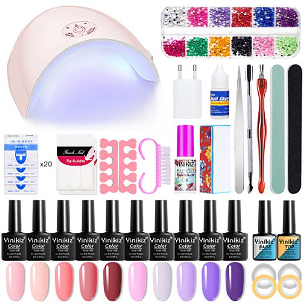 

nail set uv led lamp dryer with 18/12/10pcs nail gel polish kit soak off manicure tools set electric drill for tools