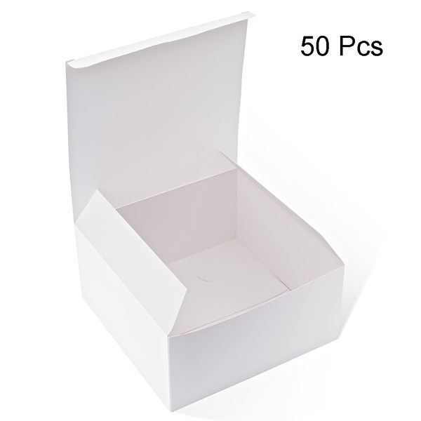 

50pcs gift storage wedding with lids card paper square shape diy accessories packing box crafts foldable party supplies cupcakes