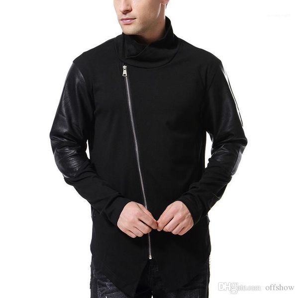 

pullover pu sweaters long sleeve stand collar autumn homme clothing fashion casual apparel mens slim designer, White;black