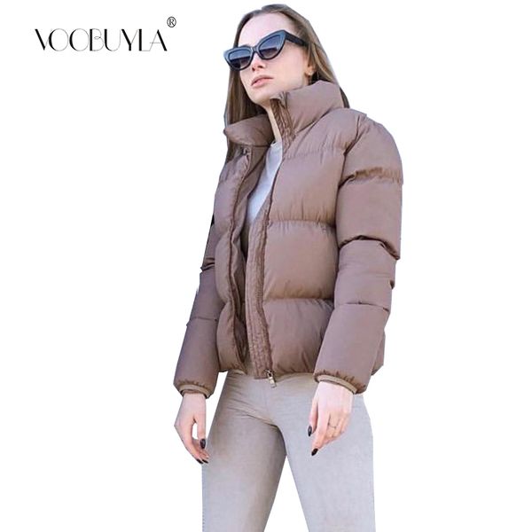 

voobuyla solid bubble coat stand collar oversized short parka 2019 winter autumn female warm puffer jacket thicken parkas mujer, Black