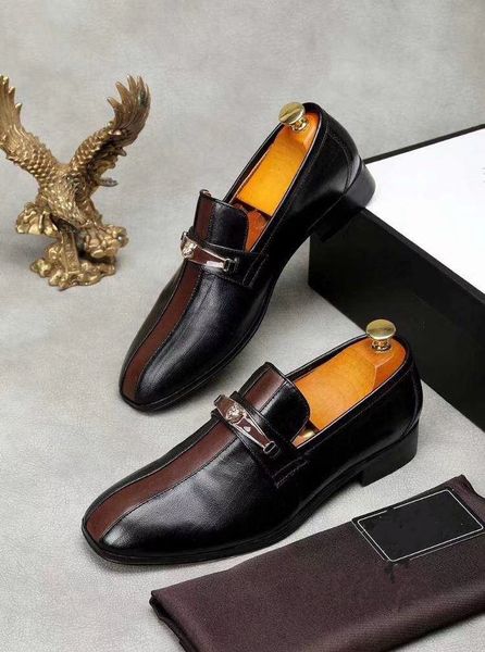 

luxurys brand men leather formal business shoes male office work flat shoes oxford breathable party wedding anniversary shoes 20ss, Black