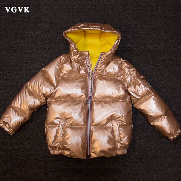 

silver/yellow down jacket luxurious hooded coat trendy gold parkas children black warm overcoat 90% duck down padded parkas, Blue;gray