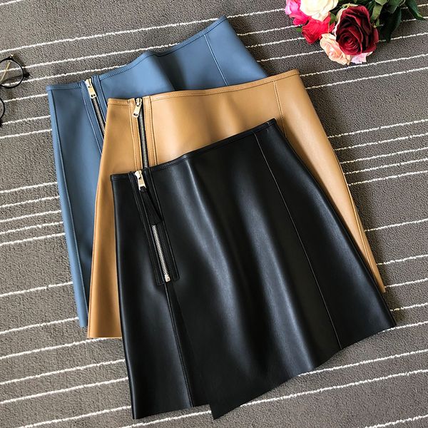 

chic women's sheepskin leather mini skirts brand new design genuine leather rregular skirt b142, Black