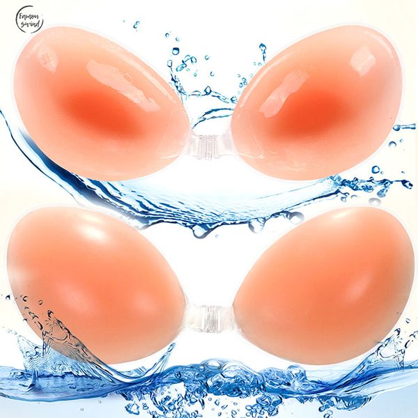 

women push up bra self adhesive seamless strapless invisible silicone bra for wedding party b c d 4 cup sizes, Red;black