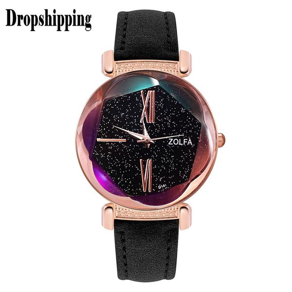 

starry sky luxury women black watch sparkling glass quartz stainless steel casual watches bracele montre homme dropshipping #zf, Slivery;brown