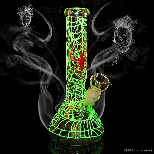 

Светящиеся в темноте Bongs Luminous стекла Beaker Бонг паук водопроводная труба Dab Рог Светящиеся стекла воды Бонг нефтяных вышек 10.63inch