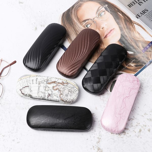 

leather glasses case women men kids portable sunglasses box case eye glasses boxes hard shell protector spectacles container, Silver