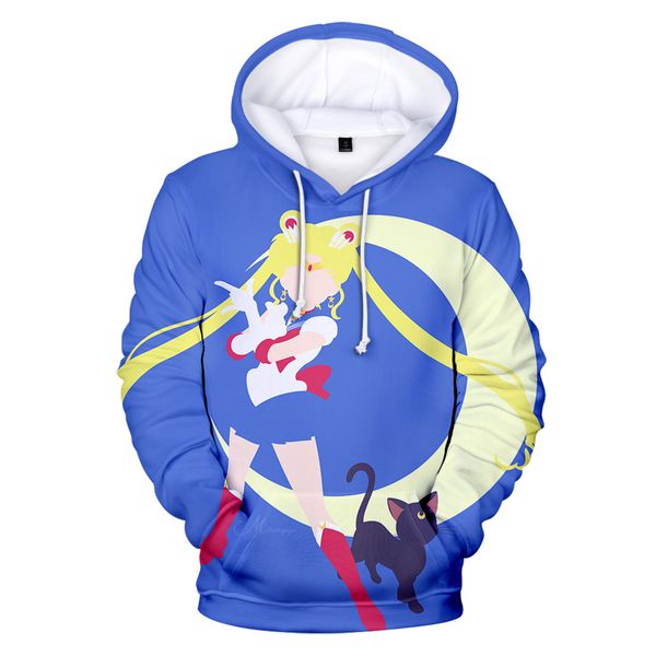

the new 2019 sailor moon 3d hoodie harajuku kawaii cute fashion for girl popular hoodie sweatshirt, Black
