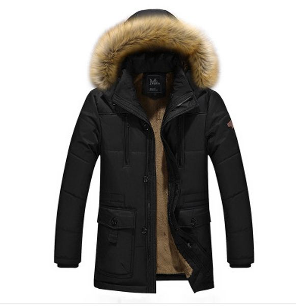 

men's coat jacket 2019 winter new style fashion casual middle-aged cotton-padded clothes mid-length thick warm cotton-padded, Black