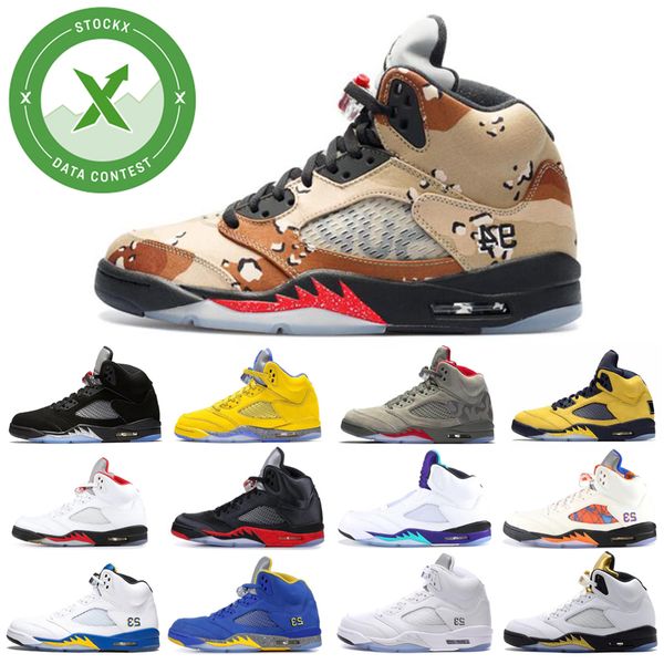 

5 5s basketball shoes for men stock x trophy room 2020camo suede red mens fresh prince grape black trainers sports shoes