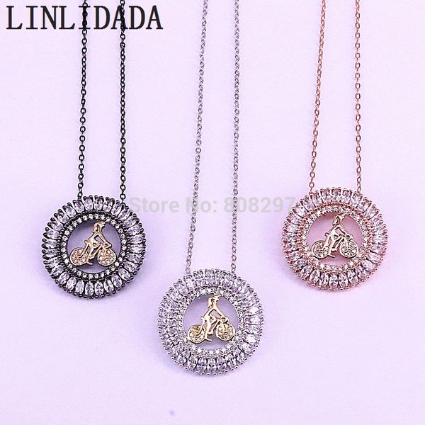 

6pcs new micro pave cz crystal round shape jewelry pendant necklace zirconia necklaces in mix color, Silver