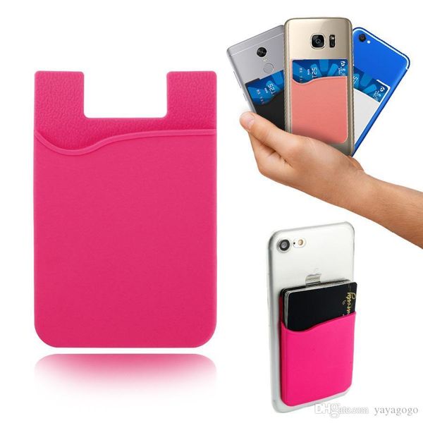 

wholesale silicone wallet credit card cash pocket sticker 3m adhesive stick-on id credit card holder pouch for iphone samsung mobile phone