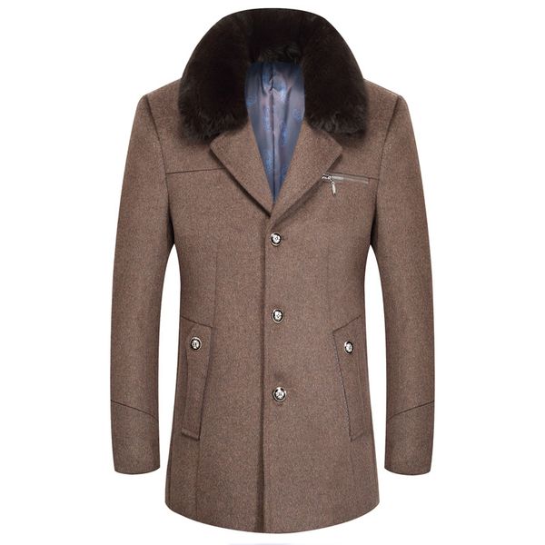 

plus size fur collar men's coat long sleeve winter coat men autumn grey coffee overcoat men casual long jacket abrigo hombre 4xl, Black