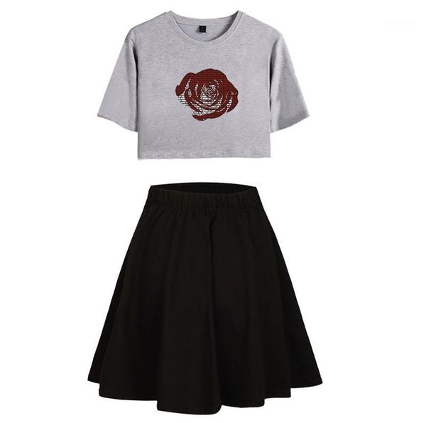 

2pcs dress designer pullover short sleeves dresses womens casual hiphop suits juice wrld womens, White