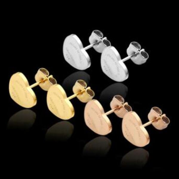 

New Arrival High Quality Famous Designer Gold Plated ear Studs T Letter Heart 316L Stainless Steel Earrings For Women Girl Wholesale