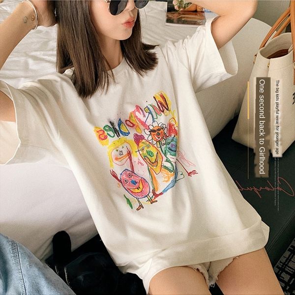 

смазливая возрастное сокращение граффити футболки нижнее белье печататься с короткими рукавами футболки женские ины моды потерять все-матч т, White