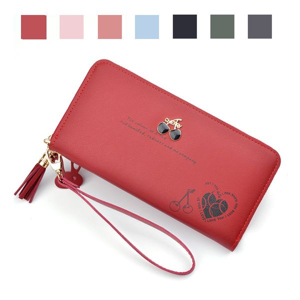 

2019 милый дизайнер женщин кошелек из искусственной кожи длинный кошелек на молнии телефон + деньги + карта + монета женские большие кошельк, Red;black
