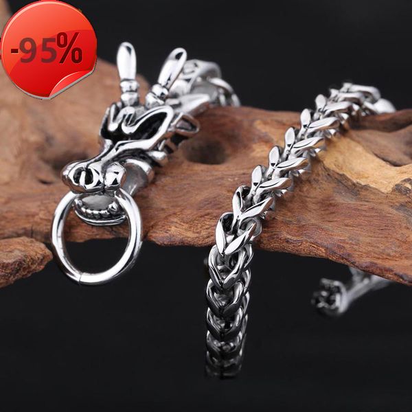 

kailun fashion men's animal faucet titanium steel bracelet no fading titanium steel bracelet gold bracelet biker bracelets, Black