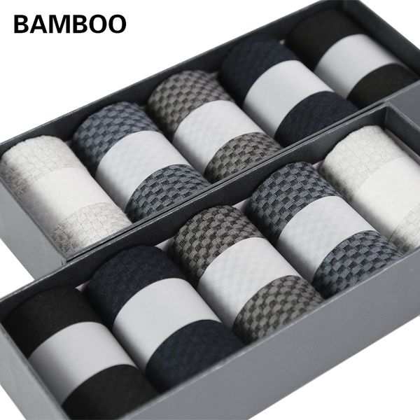 

men's socks 10 pairs/lot men bamboo fiber happy man dress male winter warm long black stockings for gift