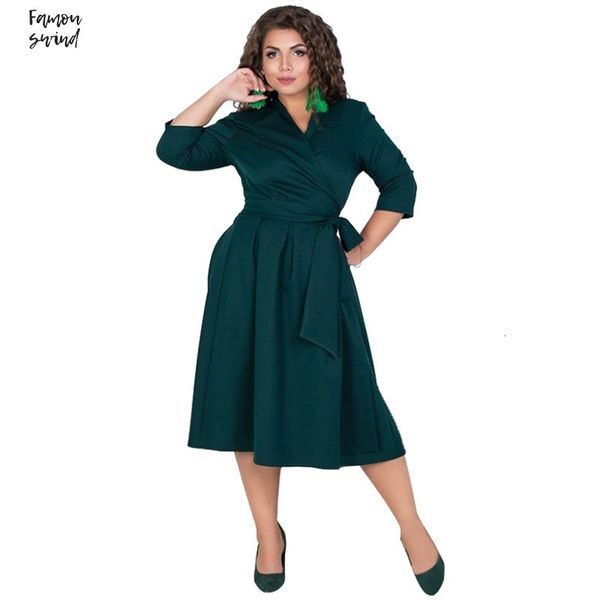 

l 6xl женщины платья плюс размер одежды осени платья elegant сыпучего зима большой твердой размер свободного офис с длинным рукавом vestidos, Black;gray