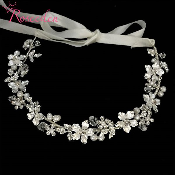 

freshwater pearls crystal headband wedding hair accessories vine rhinestone flower bridal tiara headpiece new re3011, Golden;white