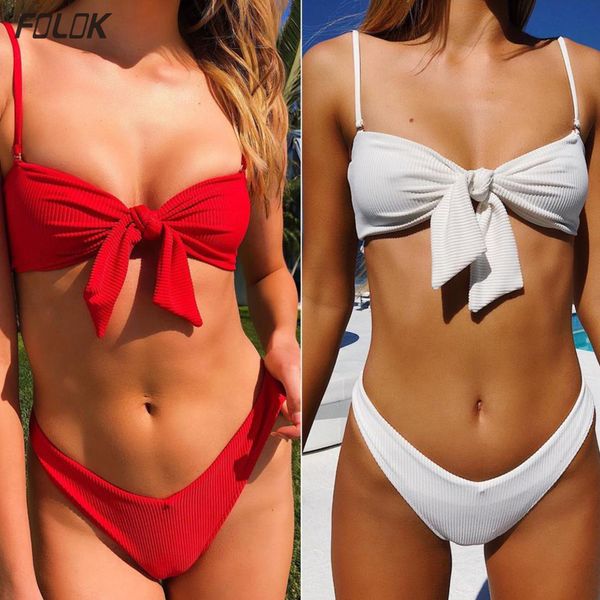 

swimsuit women bikini 2019 swimwear push up bathing suit solid swimming suit beachwear female high cut bikini 2019, White;black