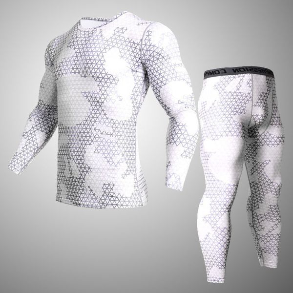 

mens fitness 3d prints long sleeves set men bodybuilding skin tight thermal compression kit set mma crossfit workout gear, Gray