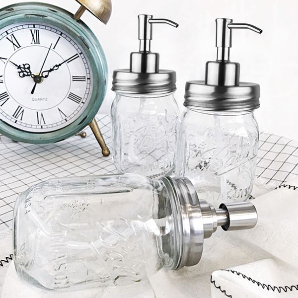 

mason jar lotion soap dispenser pump replacement anti-rust bathroom suitable for soap lotion replace regular mouth mason jars hole lid