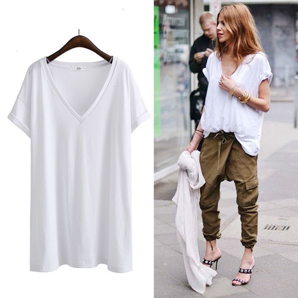 

women tshirt women summer t shirt applique v neck color short sleeves new loose white gray tee shirt femme