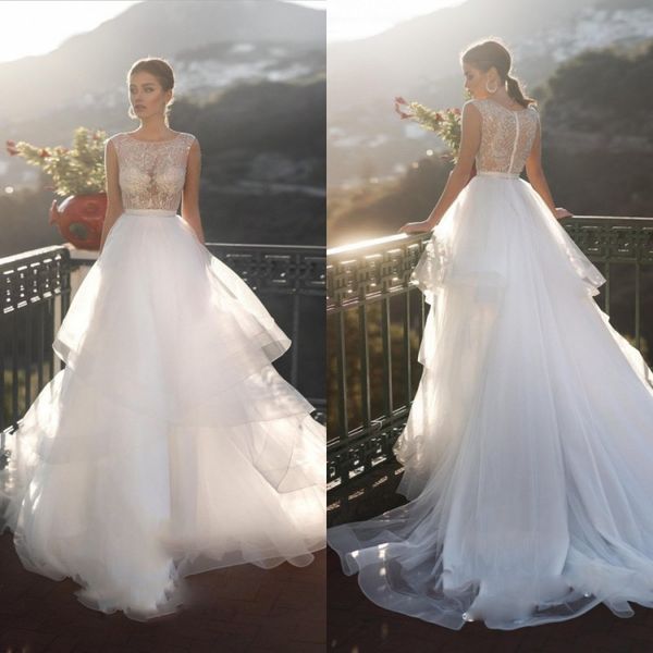 

naviblue 2019 свадебные платья кружевные аппликации sequin a line пляжные свадебные платья sweep train country boho свадебное платье robe de, White