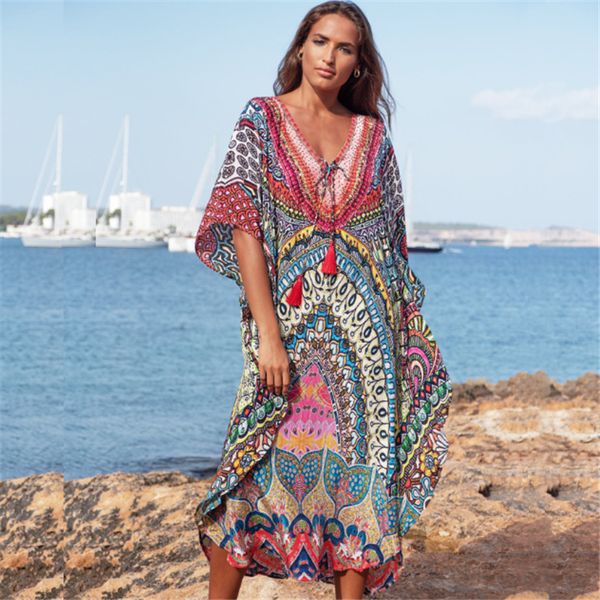 

bikini cover up beach tunic wear sarongs for women summer dresses cover-ups woman sides play drying print dress smock female, Blue;gray